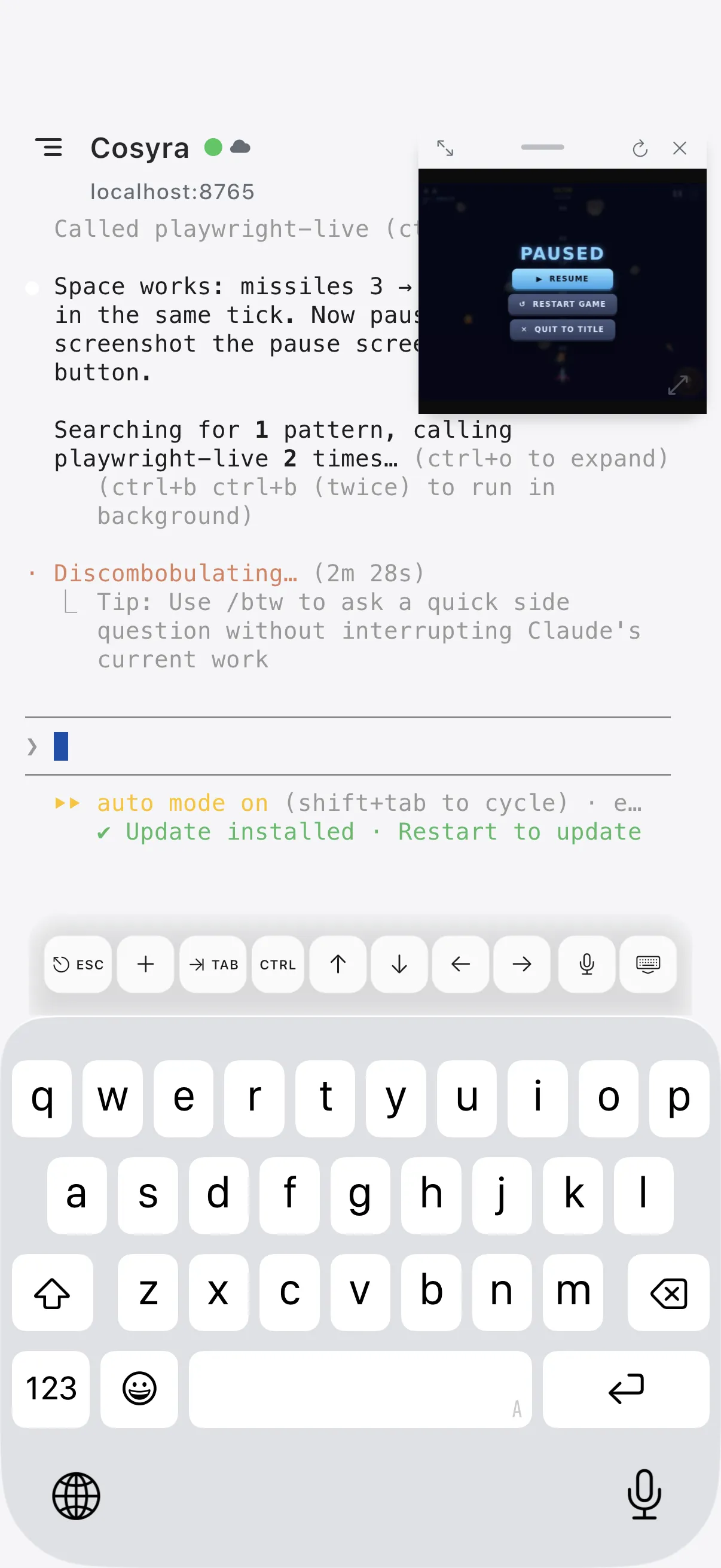 An agent taking live screenshots of a running app while it works
