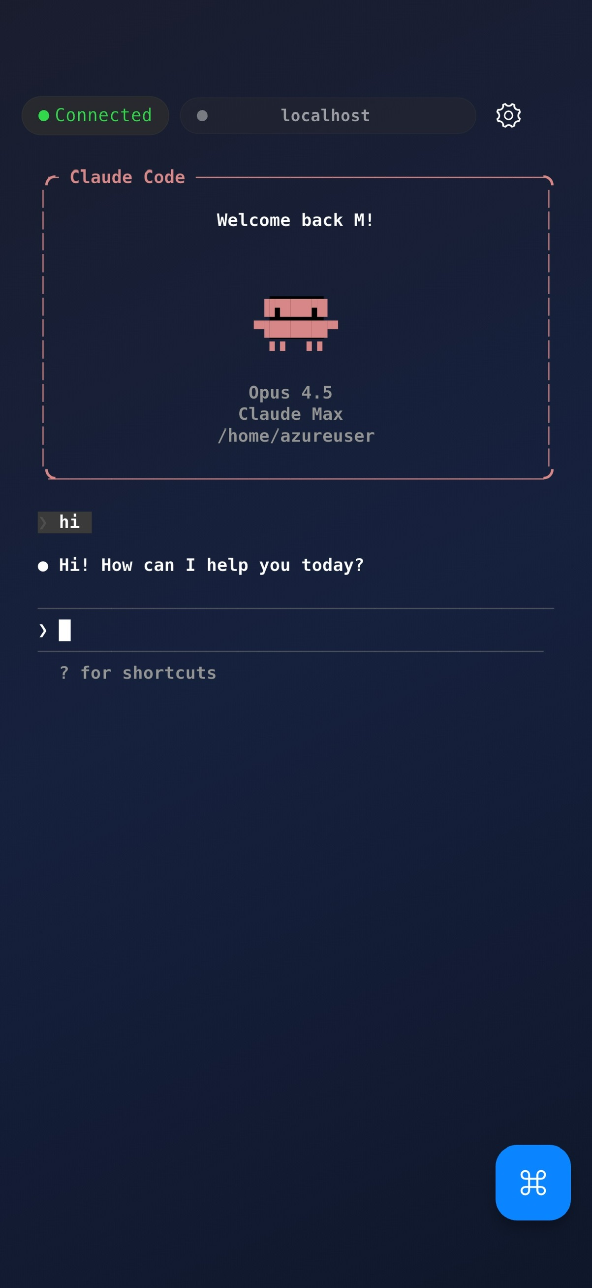 Claude Code running on Cosyra