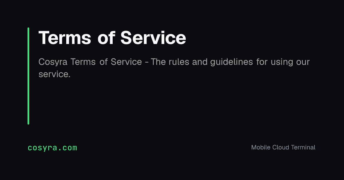 Terms of Service | Cosyra